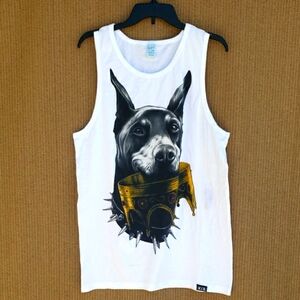 Pacific White and Gold Dog Graphic Tank Top